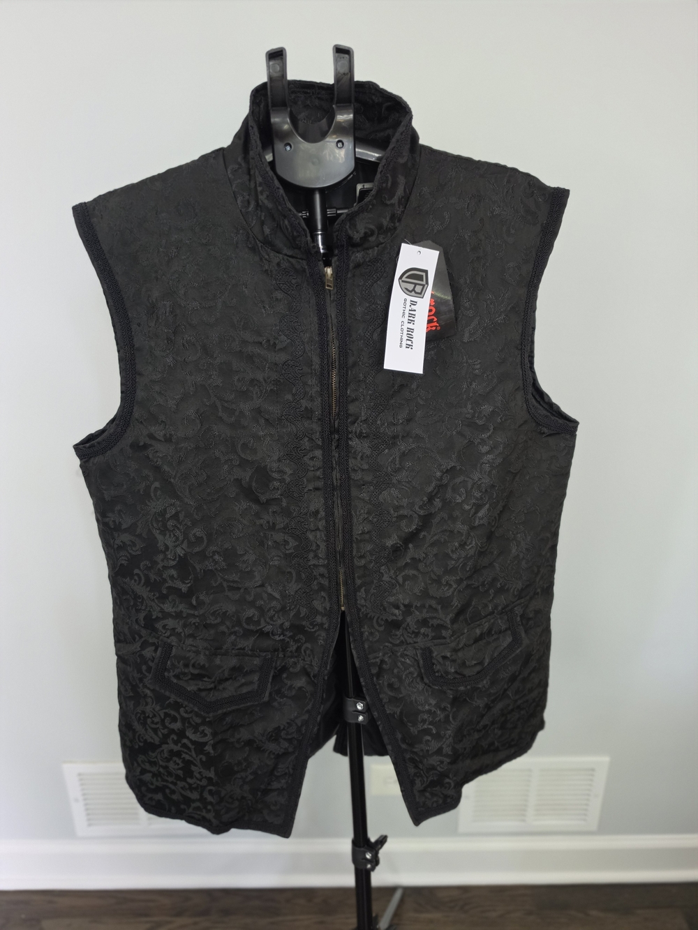 Men's Gothic Jacquard Vest in Black
